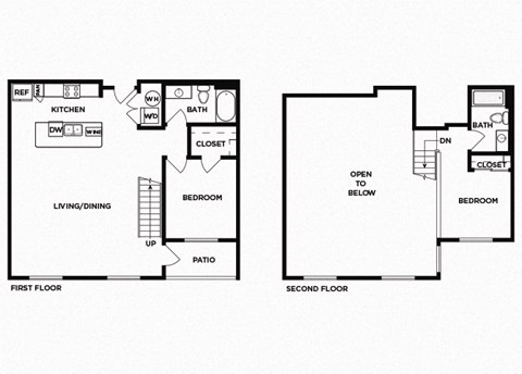 Two bedroom floor plan image at Norte Town Lake Apartments in Tempe Arizona