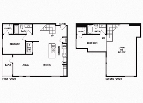 Two bedroom floor plan image at Norte Town Lake Apartments in Tempe Arizona