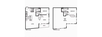 Two bedroom floor plan image at Norte Town Lake Apartments in Tempe Arizona
