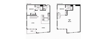 Two bedroom floor plan image at Norte Town Lake Apartments in Tempe Arizona