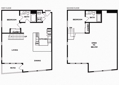 Two bedroom floor plan image at Norte Town Lake Apartments in Tempe Arizona