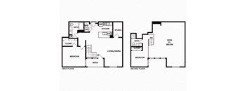 Two bedroom floor plan image at Norte Town Lake Apartments in Tempe Arizona