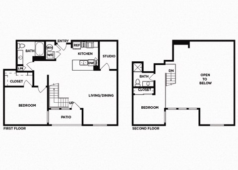 Two bedroom floor plan image at Norte Town Lake Apartments in Tempe Arizona
