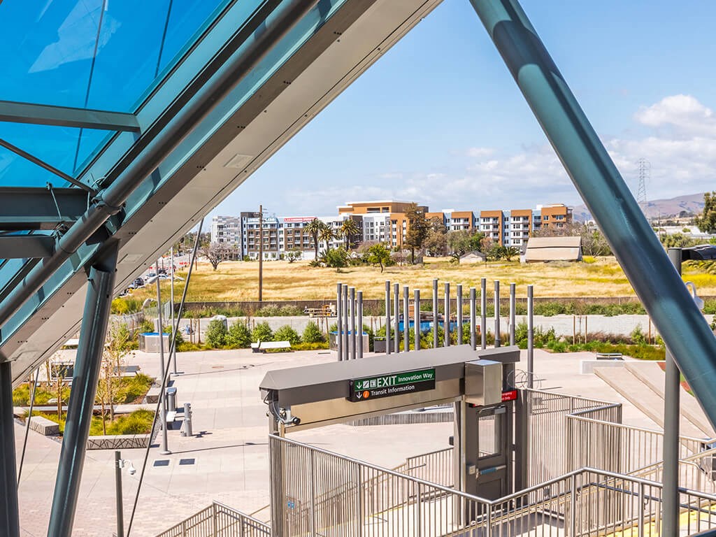 Bart Station and Building Near Embark Apartments in Fremont CA