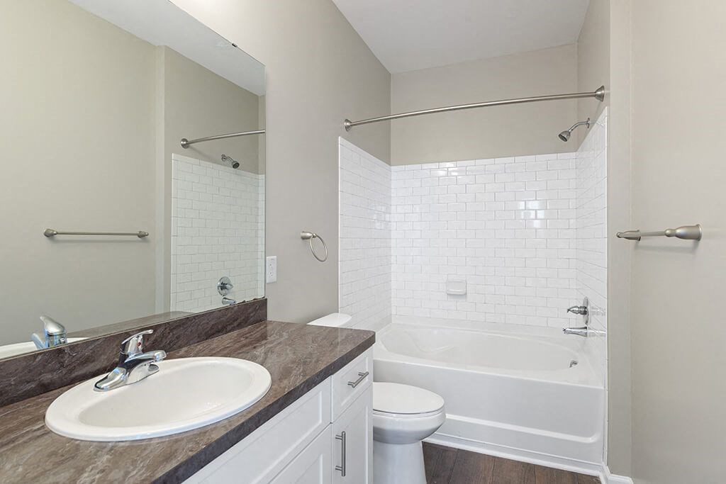 Bathroom sink at Falls Pointe at the Park Apartments in Durham NC