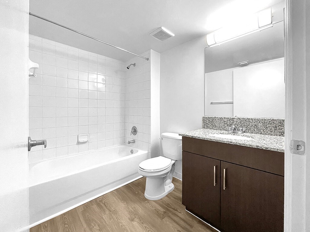 Bathroom with shower and sink at Cedar Grove Apartments in Miami Gardens FL