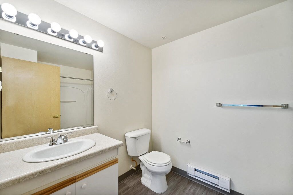 Bathroom at Woodlands at Forbes Lake Apartments in Kirkland WA