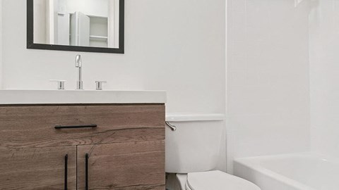 Bathroom with vanity at Oakfield Apartment Homes in Wheaton MD