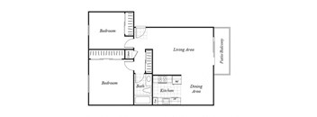 two bedroom one bathroom floor plan at baycliff