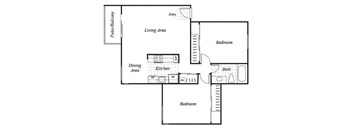 two bedroom one bathroom floor plan at baycliff