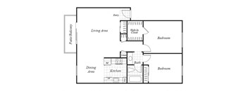 two bedroom one bathroom floor plan at baycliff