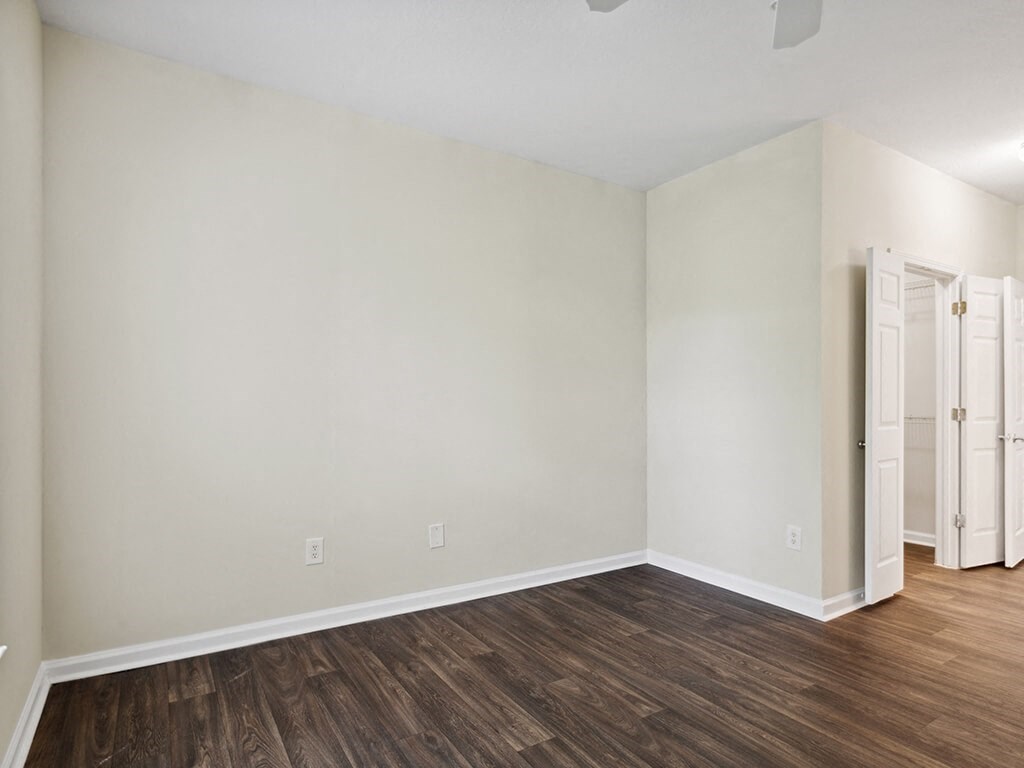 Bedroom with hardwood flooring at Lakeside Vista in Kennesaw GA