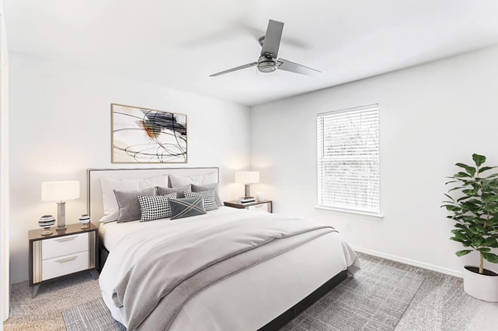 Bedroom bed at Landmark at Wynton Pointe Apartment Homes in Nashville TN