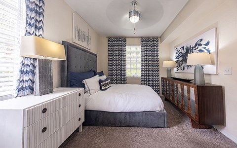Bedroom with double windows at Portofino Place Apartments in West Palm Beach Florida