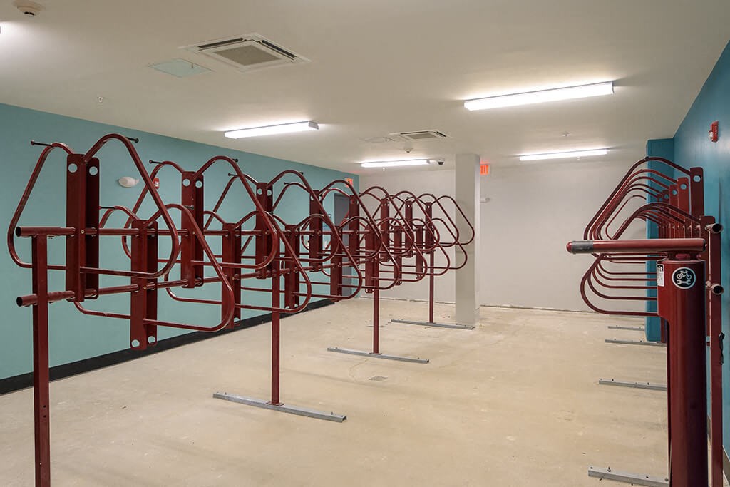 a room with a rack of fire breathing breathing machines