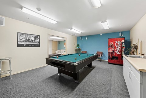 Billiard room at Washington Terance Apartments in Seattle WA
