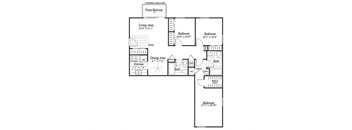 Three bedroom two bathroom floor plan at Brentwood