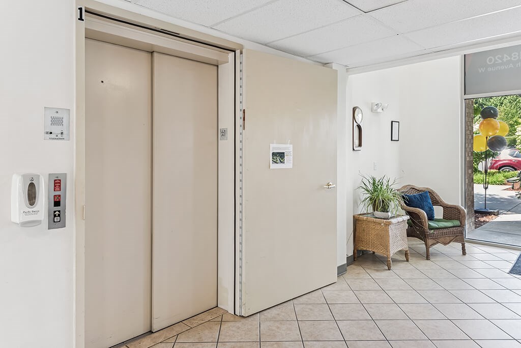 Building entrace interior at Alderwood Court in Lynnwood WA