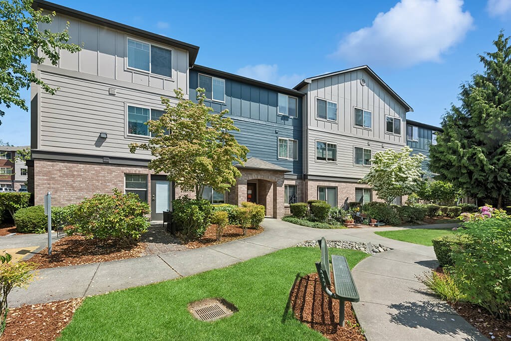 Building exterior walkway at Alderwood Court in Lynnwood WA