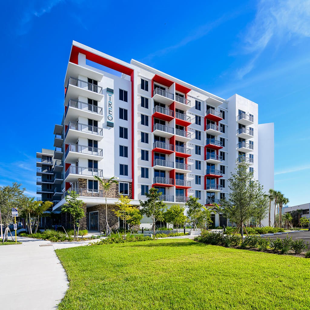 Building exterior at Treo Apartments in Fort Lauderdale FL