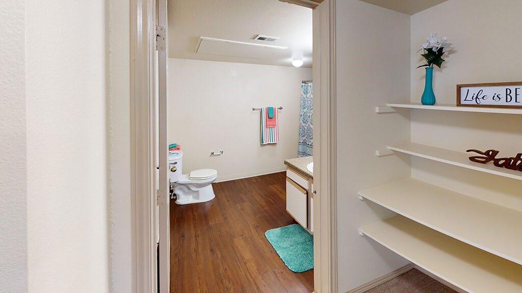 Built in shelving at Paradise Oaks apartments in Austin TX