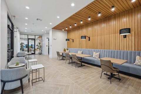 Open seating in Coworking Lounge at The Sevens in Dallas TX