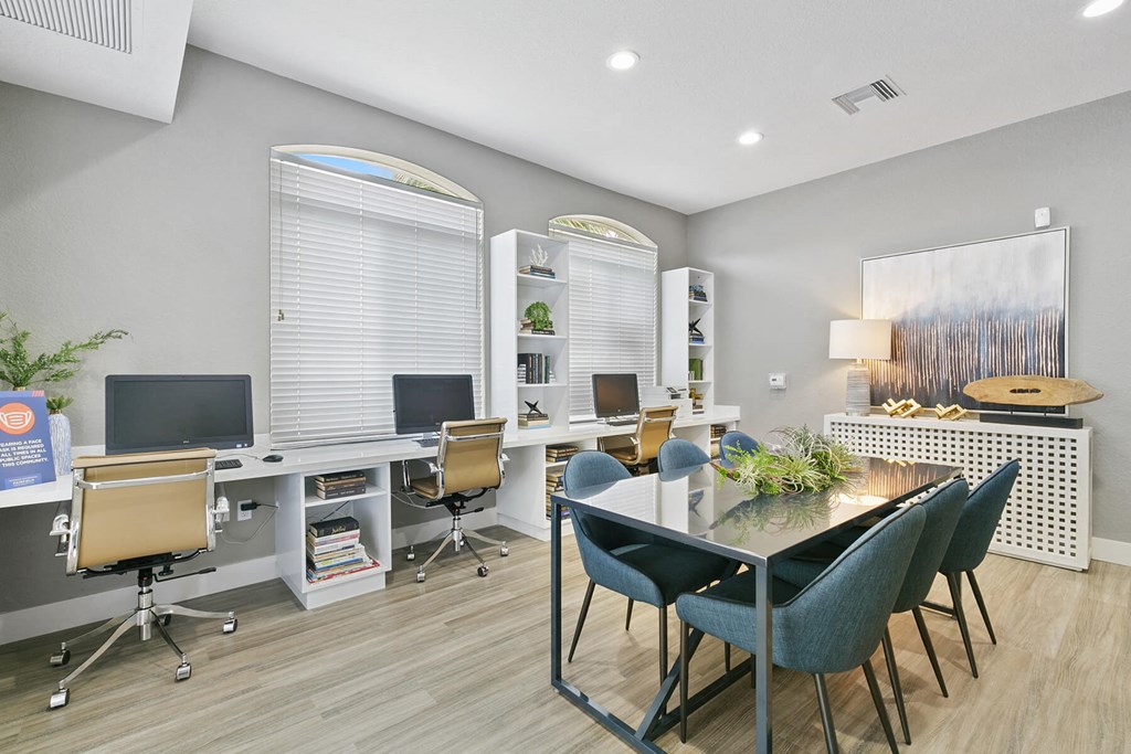 Business center computers at Brenton at Abbey Park Apartments in West Palm Beach FL
