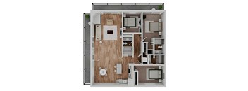 Three bedroom floor plan at The Cove at Tiburon Apartments in Tiburon CA