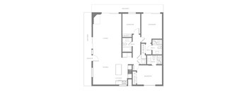 A floor plan of a house with labeled rooms such as kitchen, living room, and bathroom.