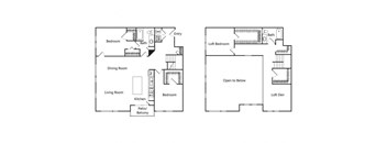 Three bedroom floor plan at Riverpark Apartments in Redmond WA