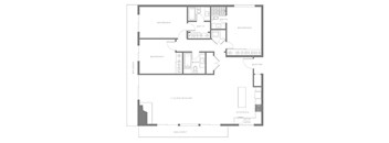 A floor plan of a house with labeled rooms such as Bedroom, Bath, Kitchen, Living/Dining, and Entry.