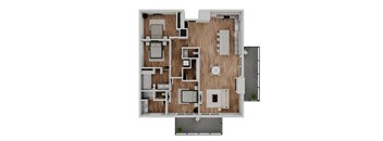 Three bedroom floor plan at The Cove at Tiburon Apartments in Tiburon CA