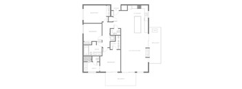 A black and white floor plan of a house with labeled rooms.