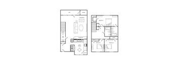 3 bedroom 2.5 bathroom floorplan image at Broadwater Townhomes in Chester, VA
