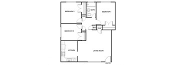 Three bedroom floor plan at Park Crest Apartments in San Diego CA
