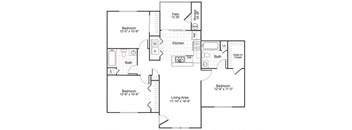 three bedroom floor plan at paradise oaks apartments