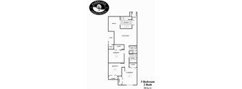 C1 3 bedroom floor plan at Parklane Apartments