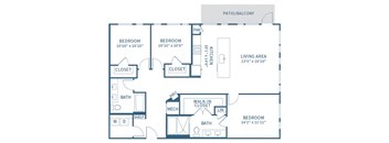 a blueprint of a floor plan of a house with bedrooms and baths