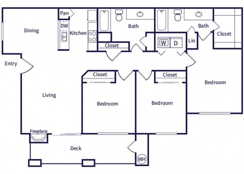 Three bedroom floor plan at Deerwood Apartments in Corona CA
