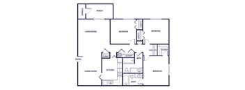 Three bedroom floor plan at City Side Flats Apartments in Nashville TN