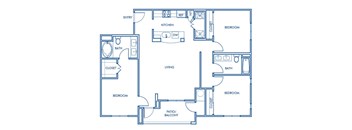 Three bedroom floor plan at Vintara Apartments in Murrieta CA
