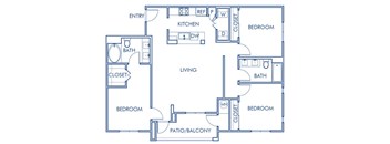 Three bedroom floor plan at Sierra at Otay Ranch Apartments in Chula Vista CA