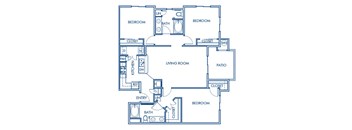 Three bedroom floor plan at Cresterra Apartments in San Marcos CA