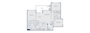 Three bedroom two bathroom floorplan image at Callista Hill Country Apartments in Austin TX