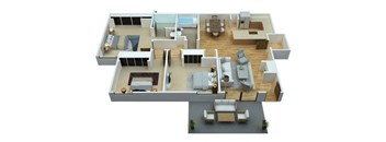 Three bedroom floor plan at Woodcreek Apartments in Las Vegas NV