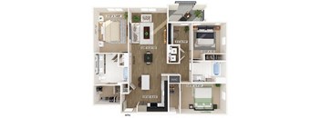 Three bedroom floor plan image at West Village Poway Apartments in Poway CA