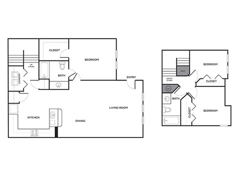 Three bedroom townhome floor plan at Ironwood Crossing Apartments and Townhomes in Fort Worth TX