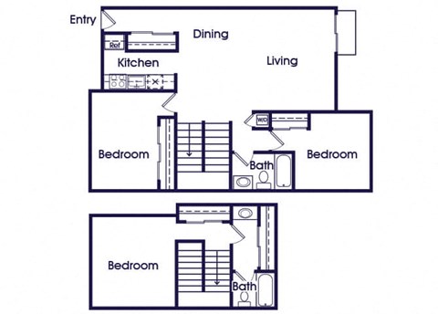 Three bedroom townhome Floorplan Image at The Pine Apartments in Lakewood CO