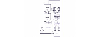 Three bedroom floor plan at Greens of Pine Glen in Durham NC