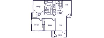 C1 Floorplan Image at Bonito Parque Apartments in San Antonio, TX